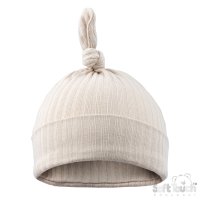 H4600-BI: Biscuit Ribbed Knot Hat (0-6 Months)